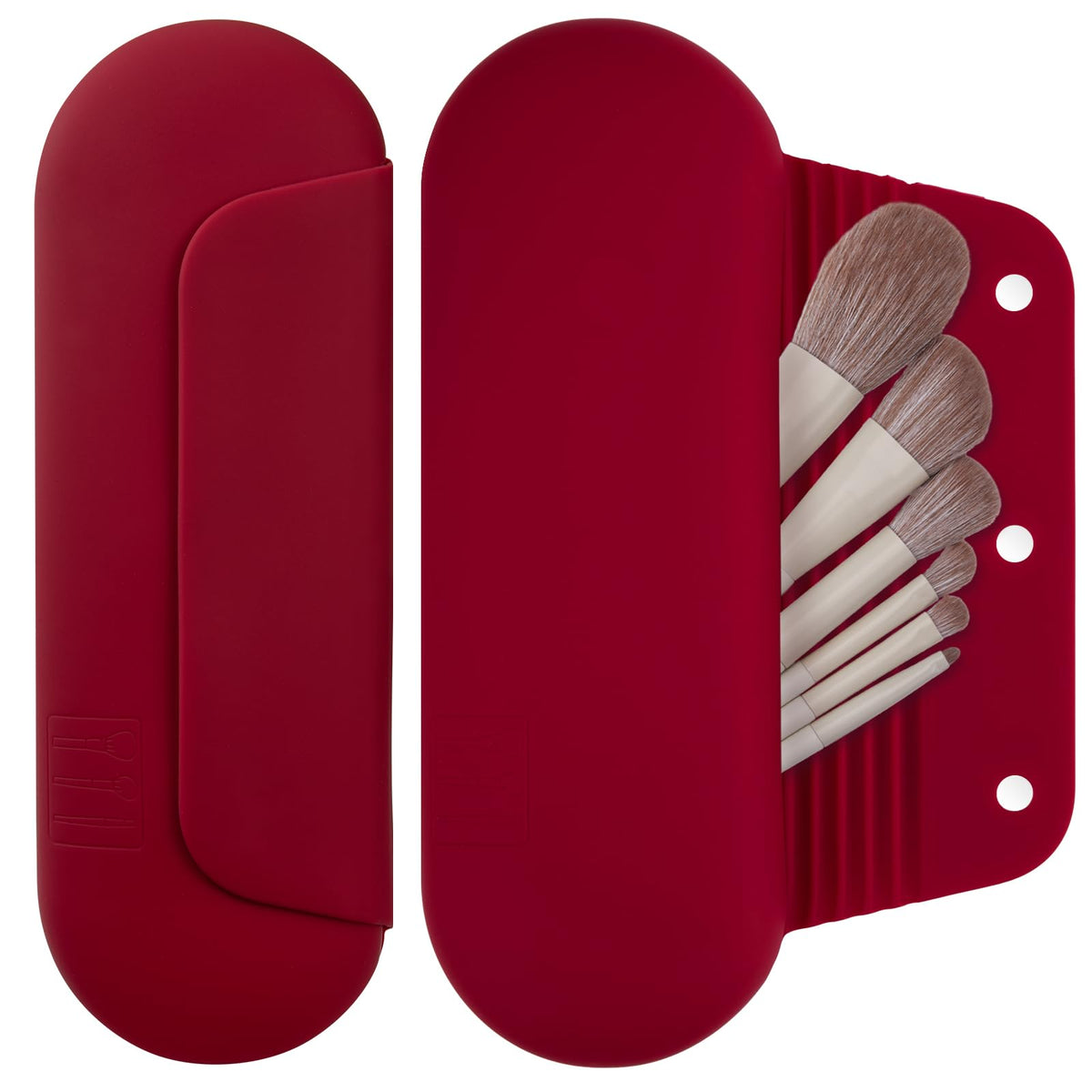AGIKET Soft Silicone Makeup Brush Holder front view in pink