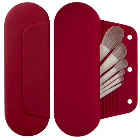 AGIKET Soft Silicone Makeup Brush Holder front view in pink