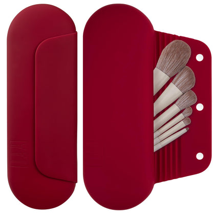 AGIKET Soft Silicone Makeup Brush Holder front view in pink