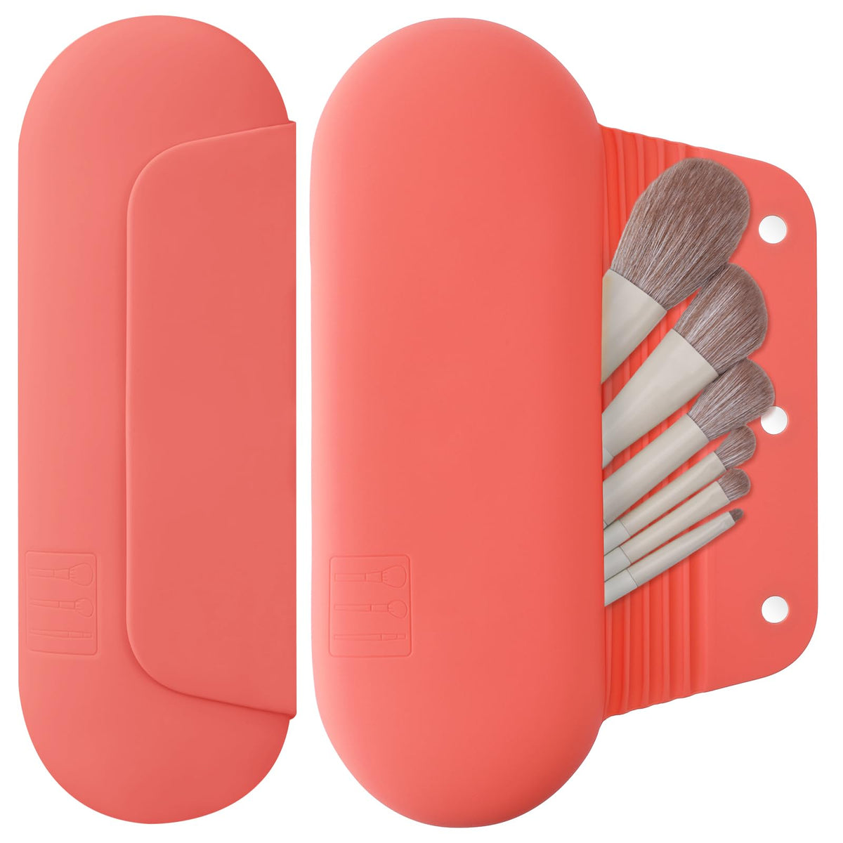 AGIKET Soft Silicone Makeup Brush Holder in pink color front view