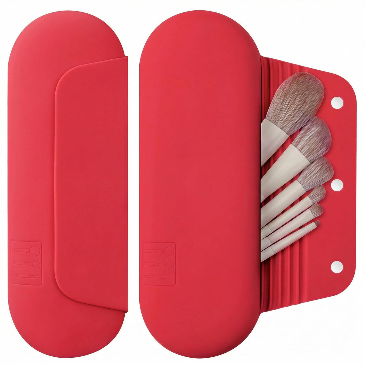 AGIKET Soft Silicone Makeup Brush Holder in pink, front view