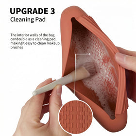 AGIKET Soft Silicone Makeup Brush Holder in travel bag