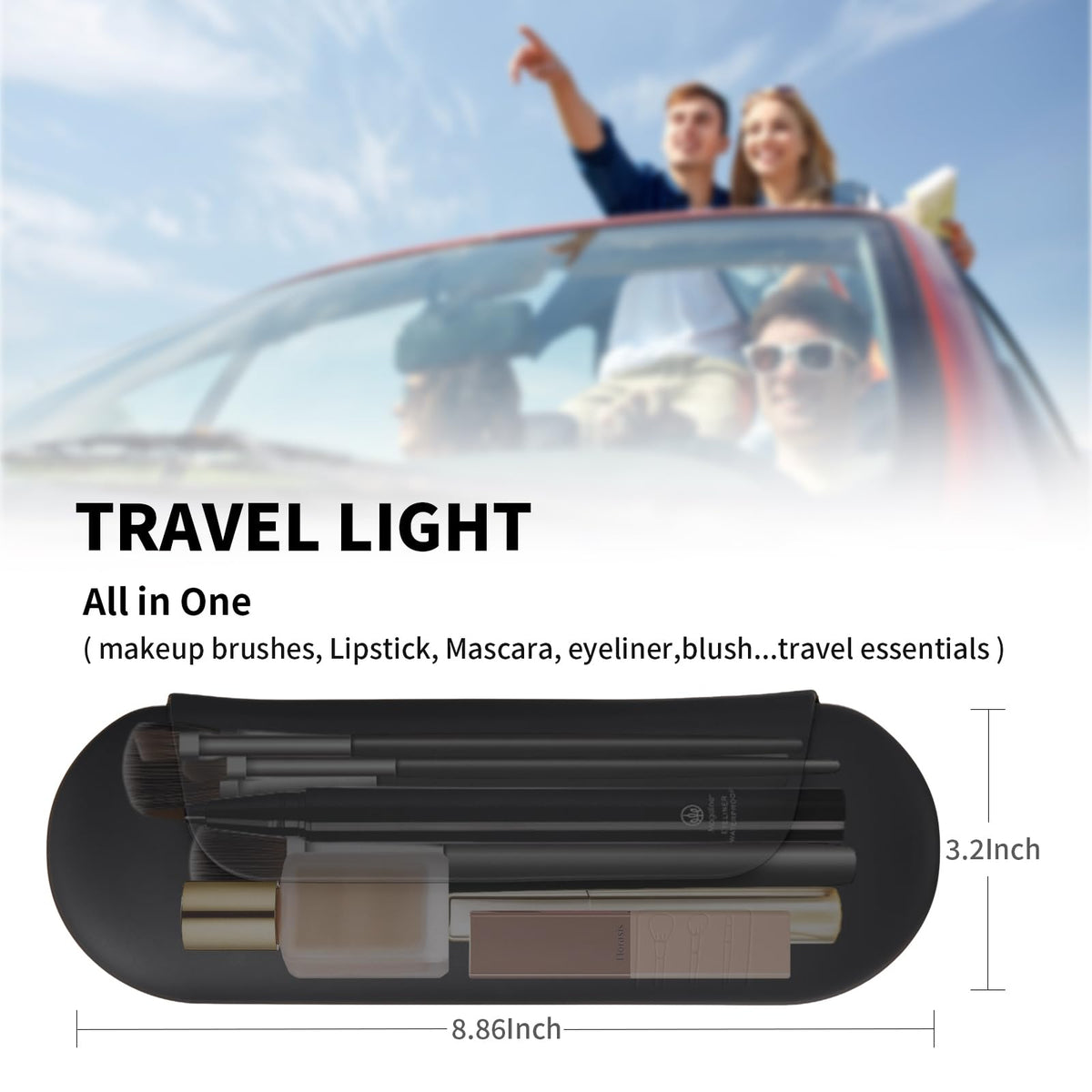 AGIKET Soft Silicone Makeup Brush Holder in travel bag