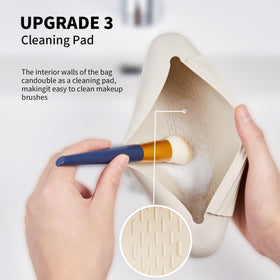 AGIKET Soft Silicone Makeup Brush Holder in travel bag context