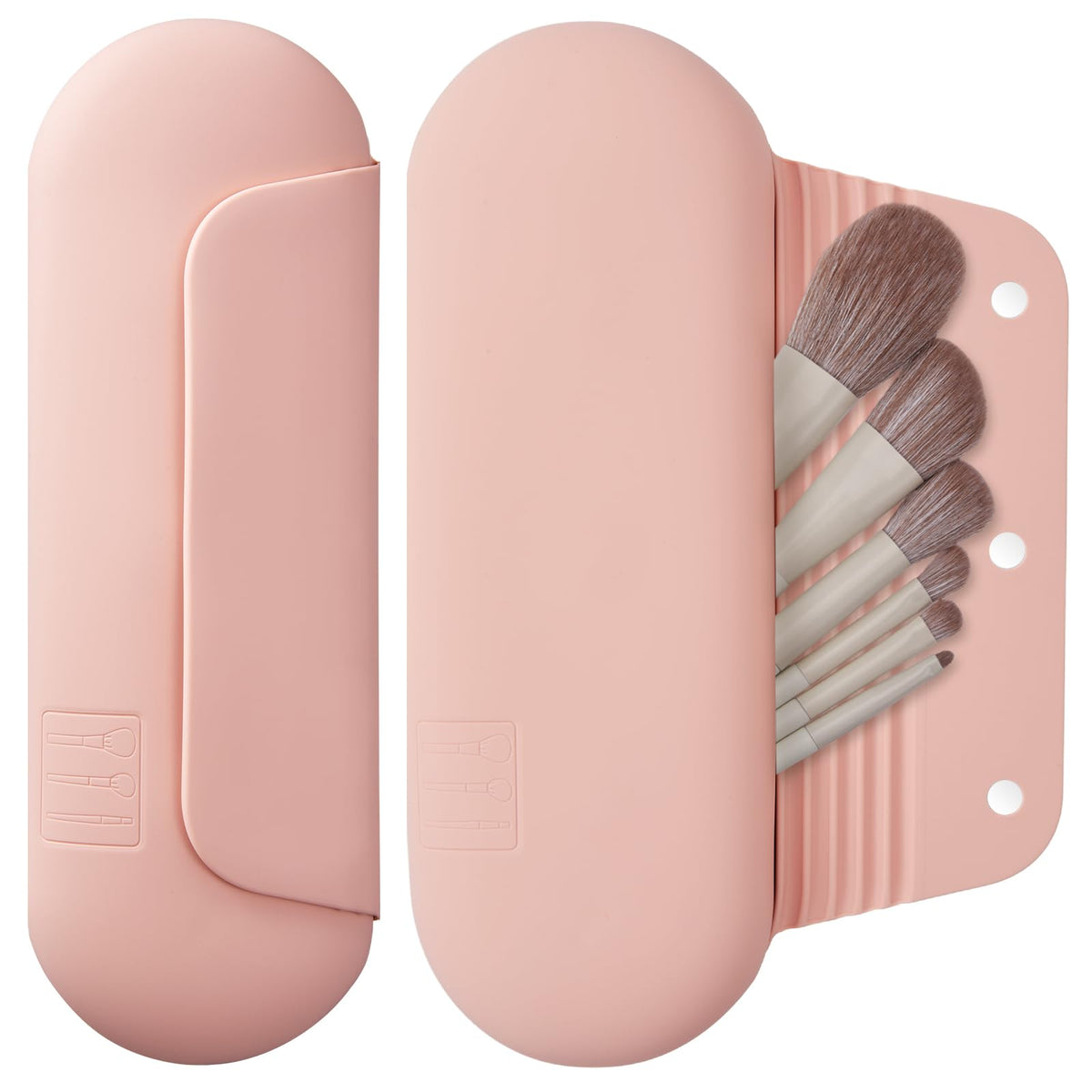 AGIKET Soft Silicone Makeup Brush Holder in use during makeup application