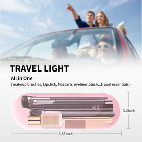 AGIKET Soft Silicone Makeup Brush Holder lifestyle scene with travel accessories