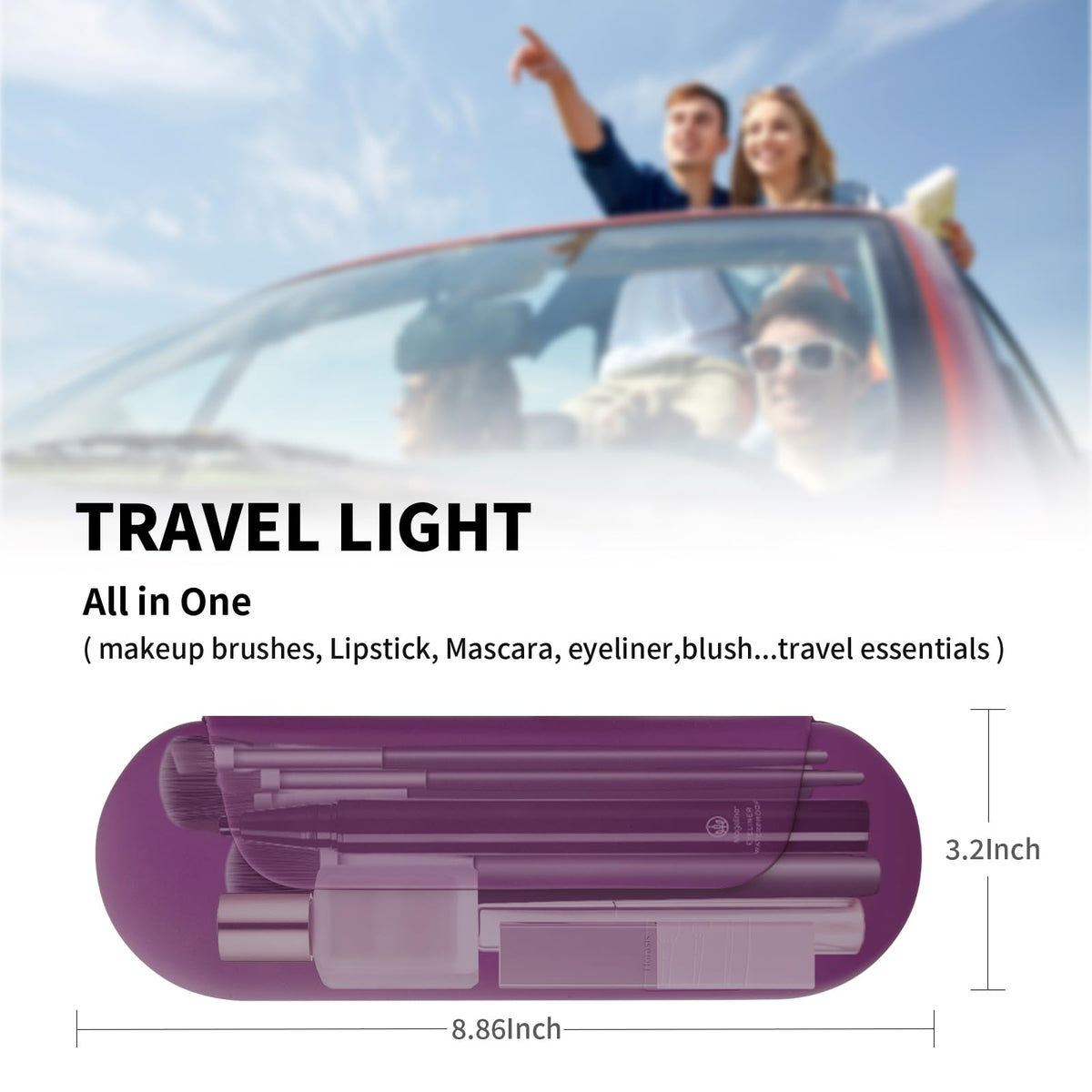 AGIKET Soft Silicone Makeup Brush Holder on a travel suitcase