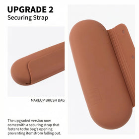 AGIKET Soft Silicone Makeup Brush Holder open showing brushes