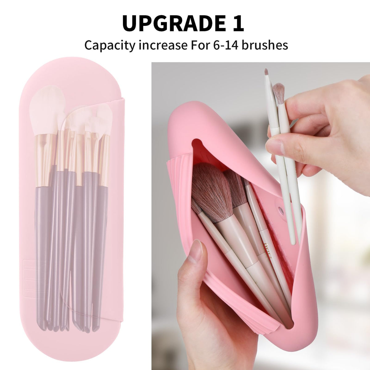 AGIKET Soft Silicone Makeup Brush Holder side view showing magnetic clasp