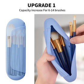 AGIKET Soft Silicone Makeup Brush Holder side view with brushes inside