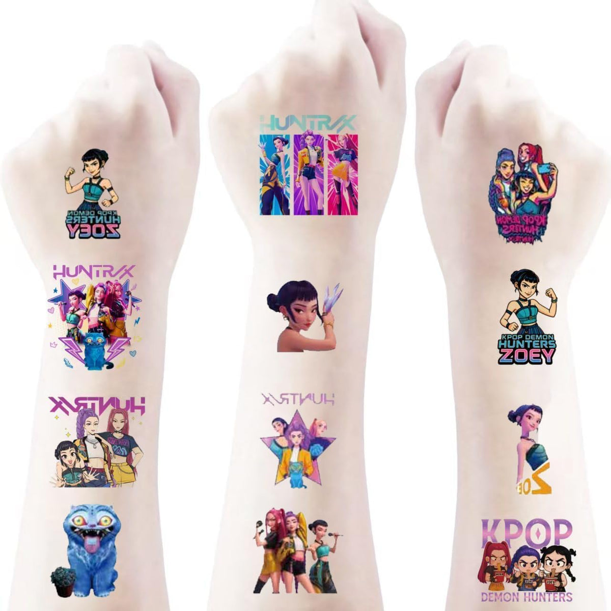 AGOODTO 40pcs Kpop Demon Temporary Tattoos front view with assorted designs