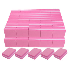 AhaTopia Mini Nail Buffers 100/180 grit pink block front view