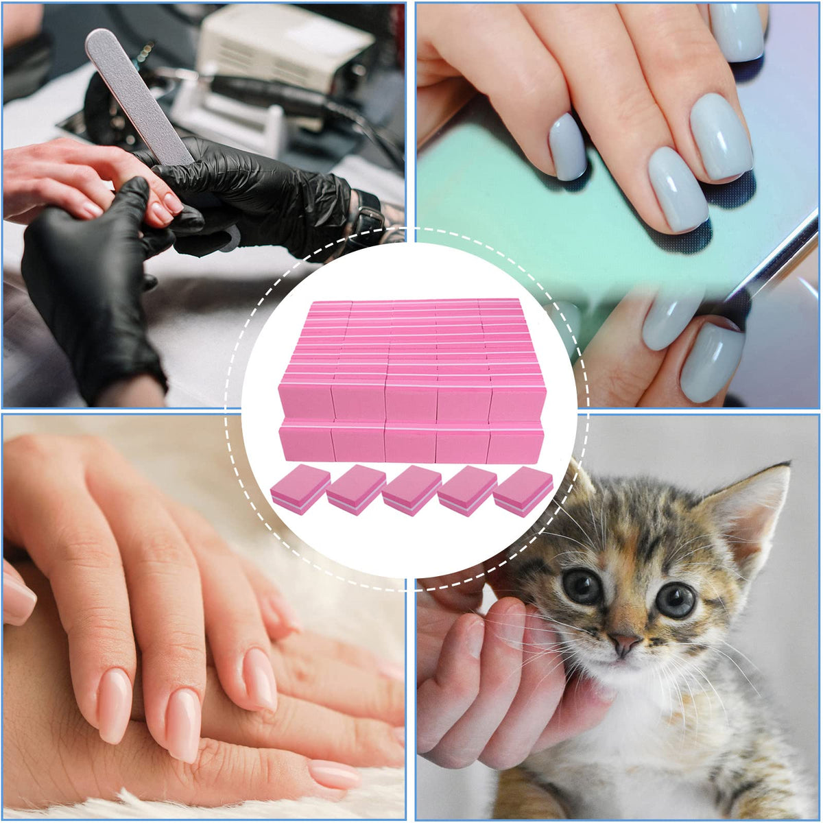 AhaTopia Mini Nail Buffers used in a manicure setting