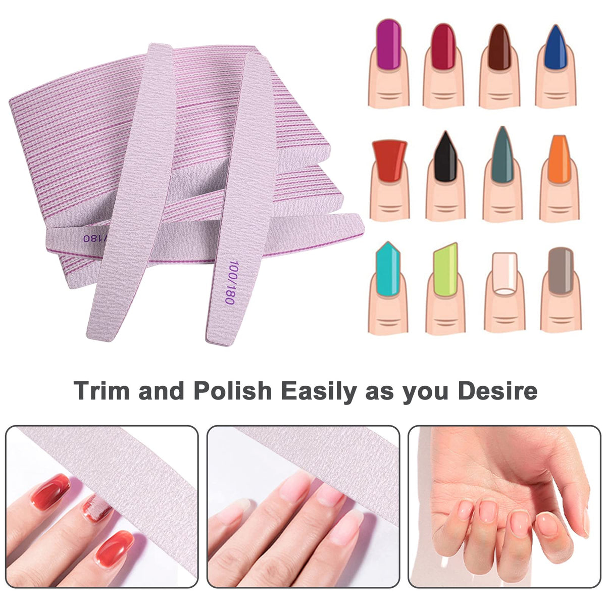 AhaTopia nail file in use on natural nails
