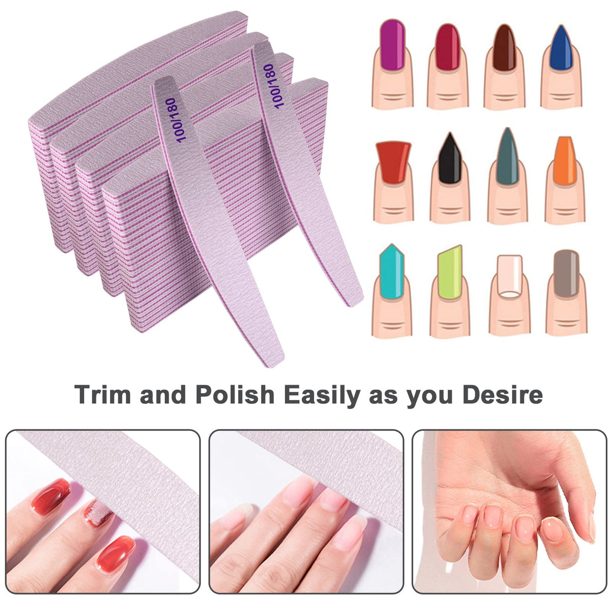 AhaTopia nail file in use on natural nails
