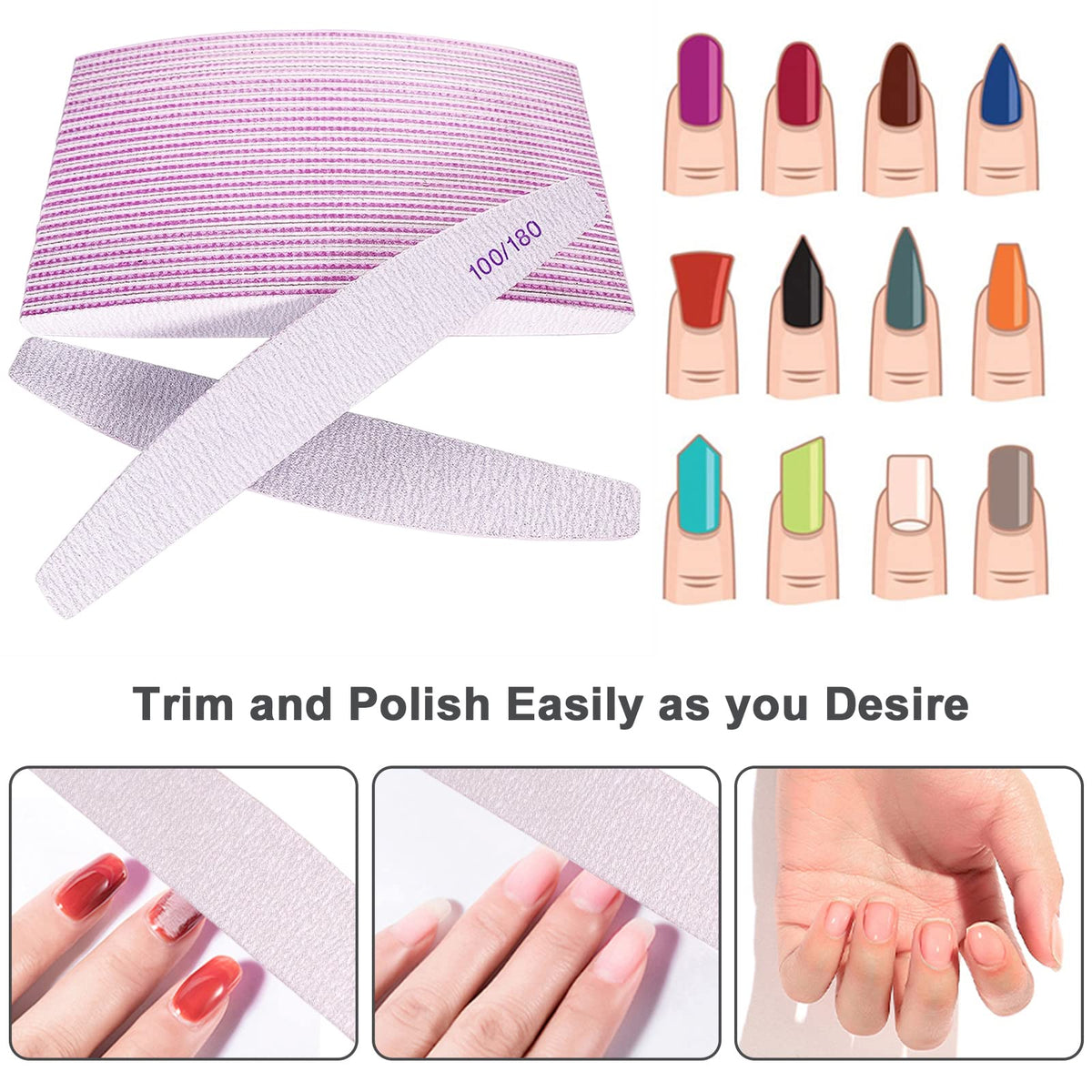 AhaTopia nail files in use for acrylic nail shaping