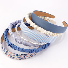 AHONEY 7 Pack Blue Headbands assorted styles front view