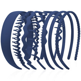AHONEY 7 Pack Blue Headbands assorted styles front view