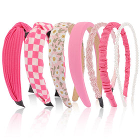 AHONEY 7 pack hot pink headbands assorted styles front view