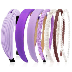 AHONEY 7 Pack Purple Headbands assorted styles front view
