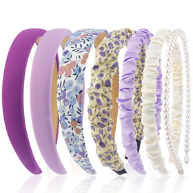 AHONEY 7 Pack Purple Headbands assorted styles front view