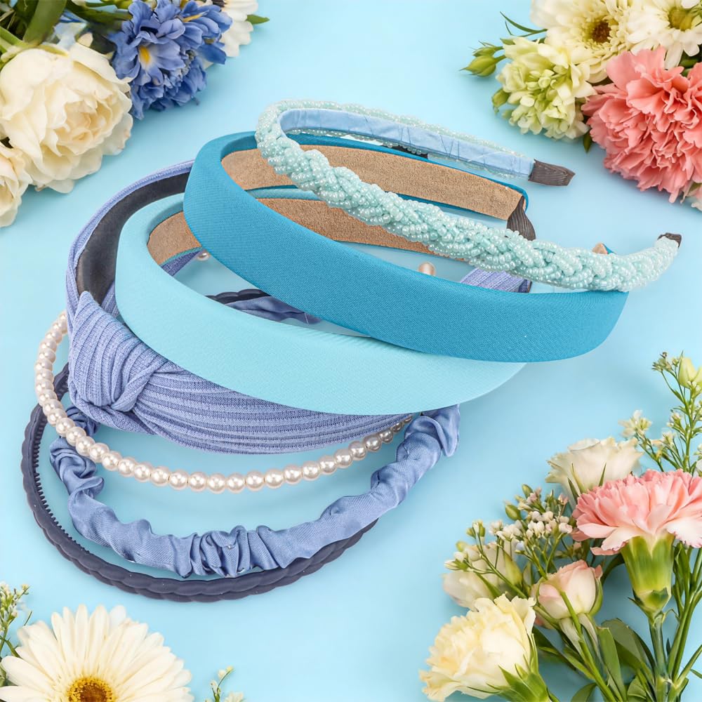 AHONEY blue knotted headband close-up