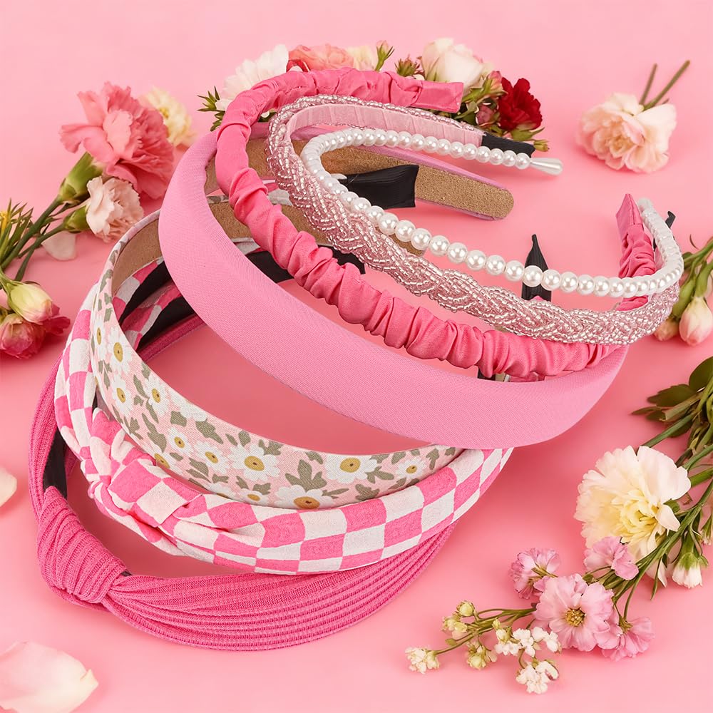 AHONEY padded headband in hot pink side view
