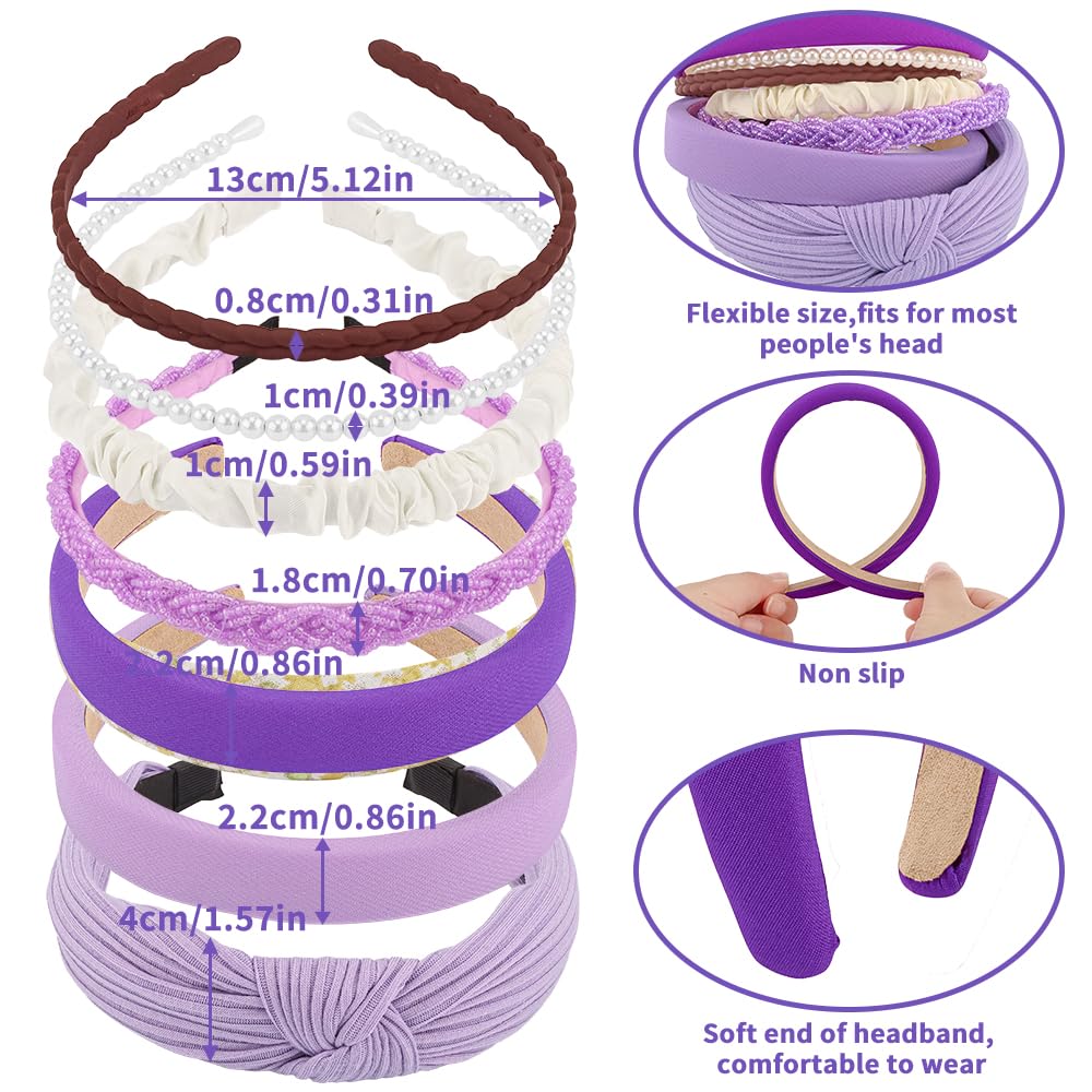 AHONEY padded purple headband on model