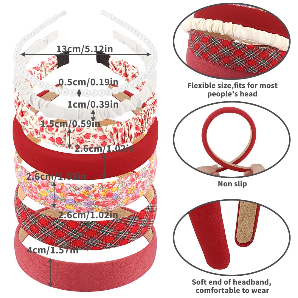AHONEY pearl detail red headband flat lay