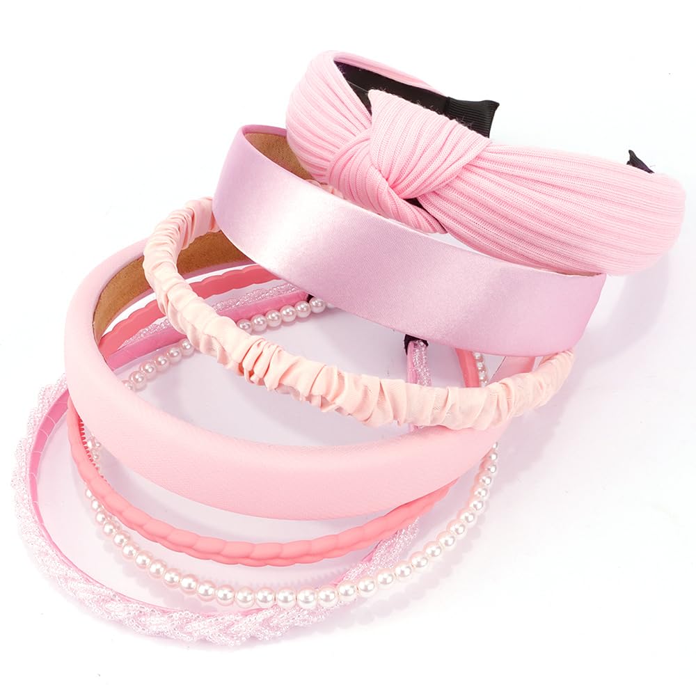 AHONEY pearl headband in pink with detail