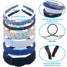 AHONEY solid navy blue headband on model