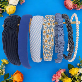 AHONEY thin navy blue headband with floral outfit