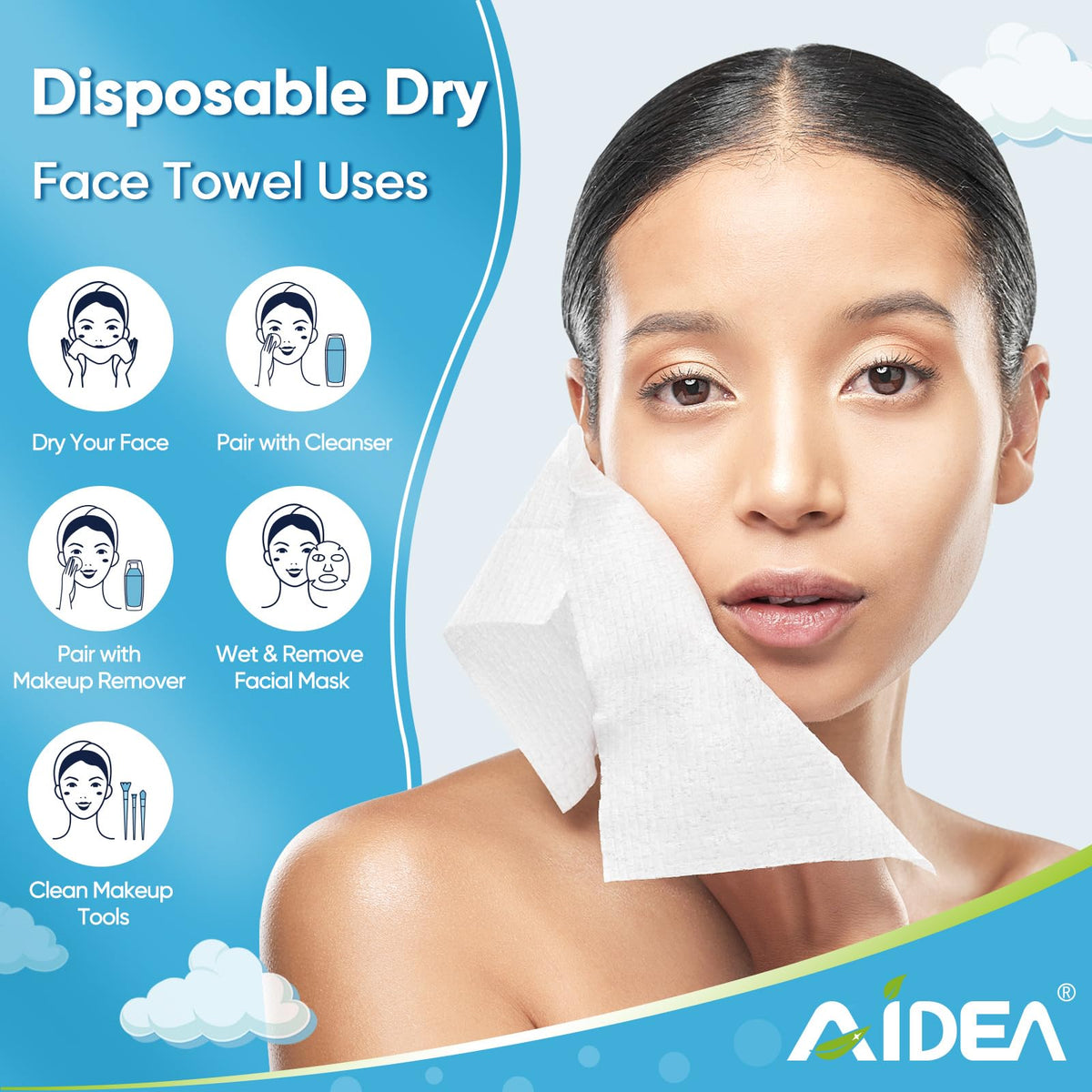 AIDEA Disposable Face Towels packaging side view