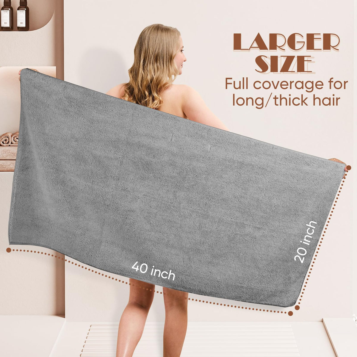 AIDEA Hair Towel Wrap in use on long hair