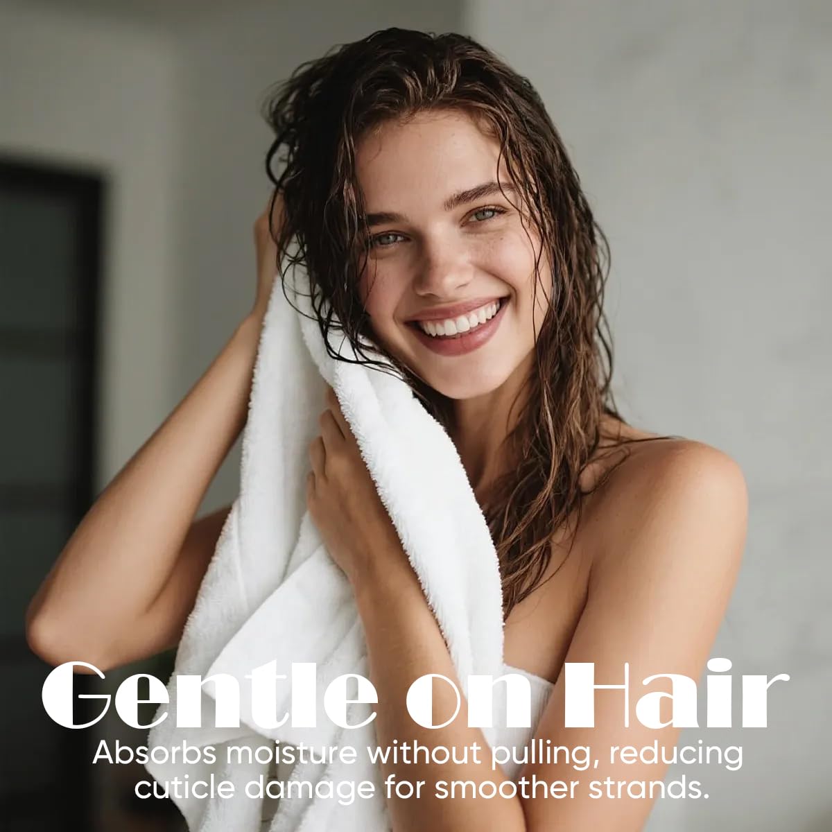 AIDEA Hair Towel Wrap set on a bathroom counter
