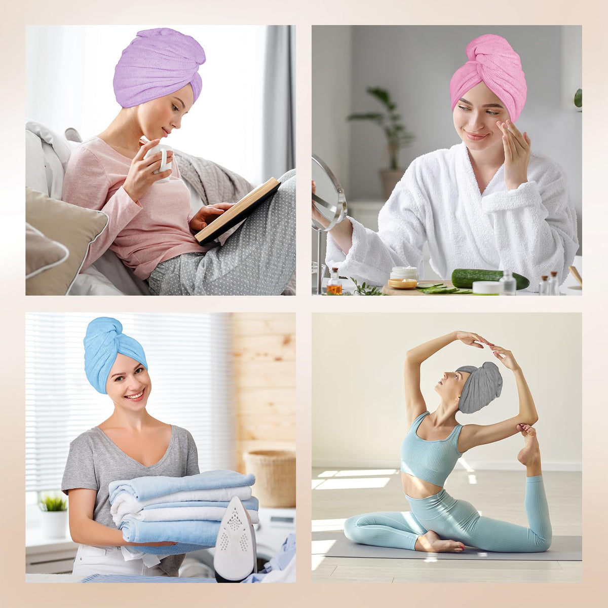 AIDEA Hair Towel Wrap showing quick drying feature