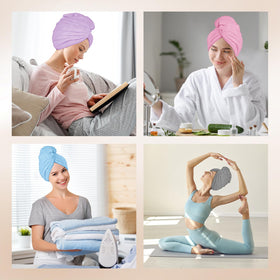 AIDEA Hair Towel Wrap showing quick drying feature