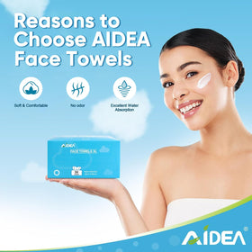 AIDEA XL Face Towels 100ct stacked towels showing texture