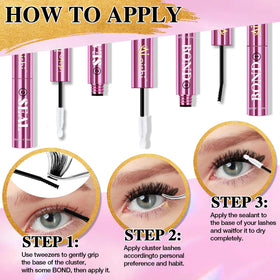 AILAISHI Lash Clusters Glue in use on eyelashes