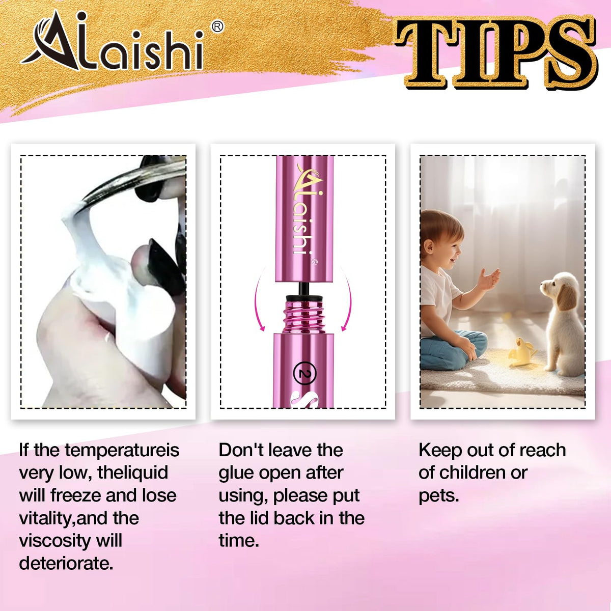 AILAISHI Lash Clusters Glue showing waterproof feature
