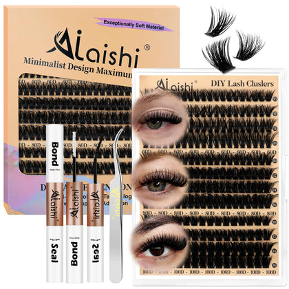 AILAISHI Lash Clusters Kit with 224 fluffy D-curl lashes