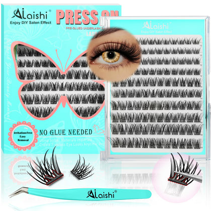 AILAISHI self adhesive eyelashes kit with 120 fluffy clusters