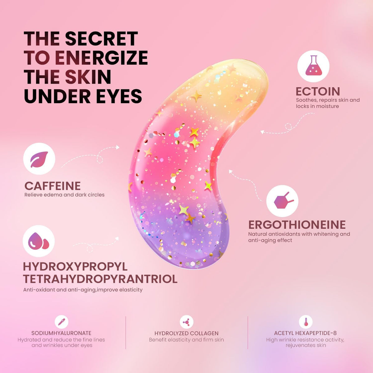 AILEORY Under Eye Patches application on model's eyes