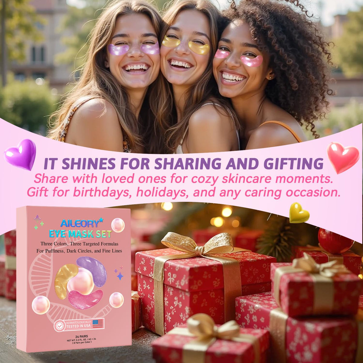 AILEORY Under Eye Patches in a gift setting