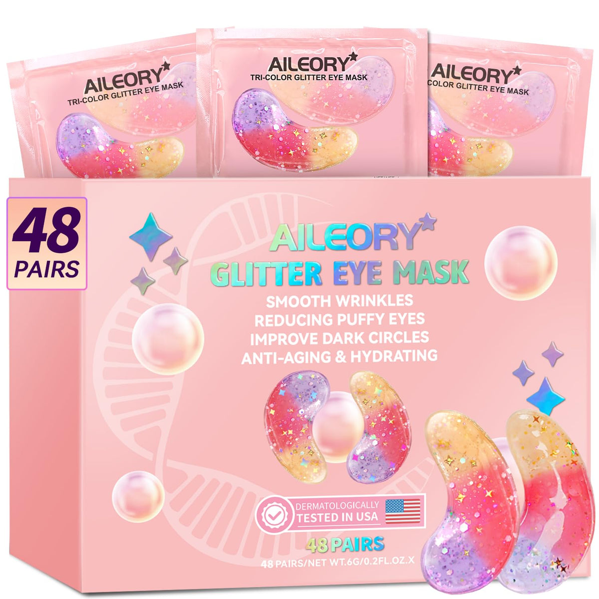AILEORY Under Eye Patches tri-color gel pads front view