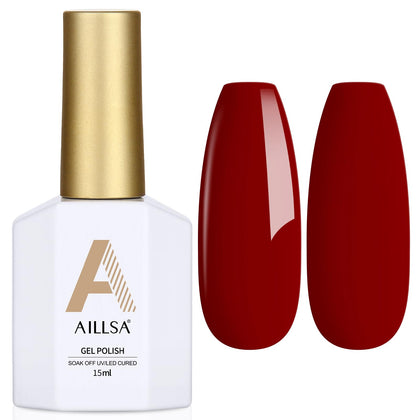 AILLSA Cherry Red Gel Nail Polish front view with vibrant burgundy colour
