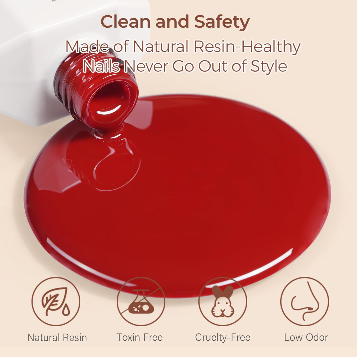 AILLSA Cherry Red Gel Nail Polish in a lifestyle setting with nail art accessories
