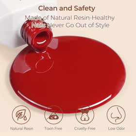 AILLSA Cherry Red Gel Nail Polish in a lifestyle setting with nail art accessories