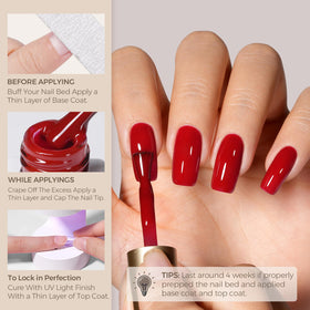 AILLSA Cherry Red Gel Nail Polish with applicator brush close-up