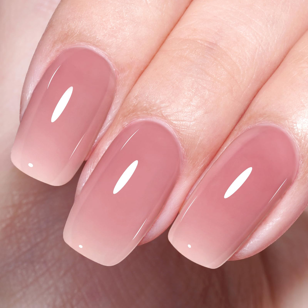 AILLSA Crystal Rose Nude Gel Polish front view with soft red jelly finish